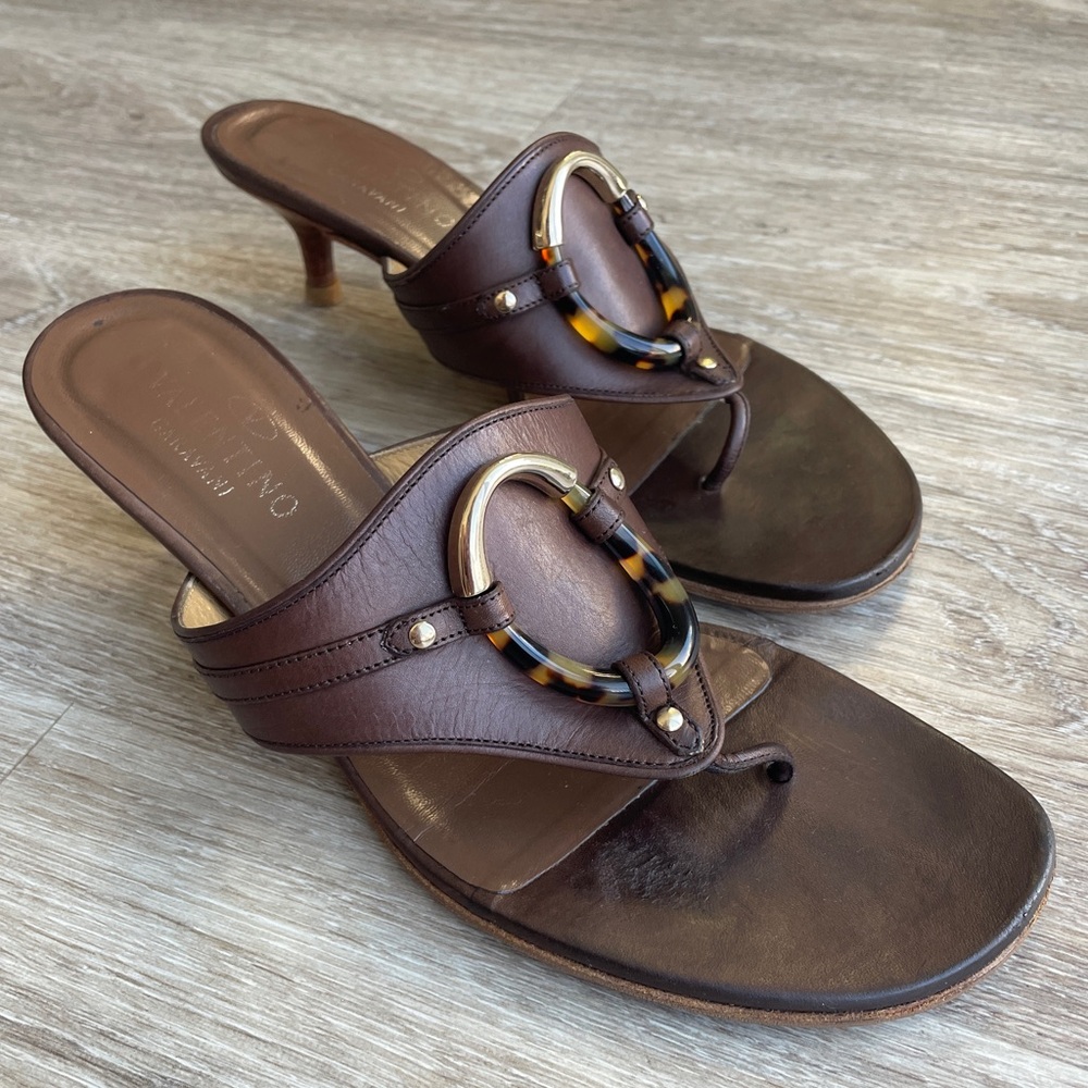 Valentino Kitten Heel Leather Flip Flops